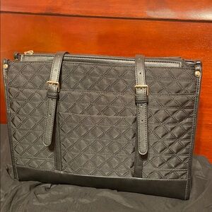 Quilted Black Shoulder / Laptop Bag Tote